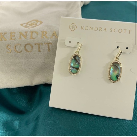 Kendra Scott Lee Gold Drop Earrings in Lilac Abalone - Picture 2 of 6